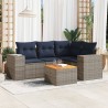 Salon de jardin 5 pcs avec coussins gris résine tressée 