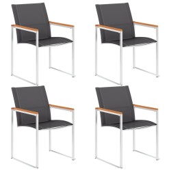 Chaises de jardin lot de 4 Textilène et acier inoxydable Gris 