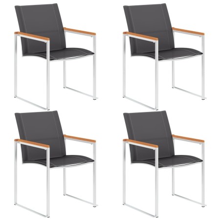 Chaises de jardin lot de 4 Textilène et acier inoxydable Gris 