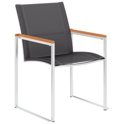 Chaises de jardin lot de 4 Textilène et acier inoxydable Gris 