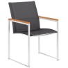 Chaises de jardin lot de 4 Textilène et acier inoxydable Gris 