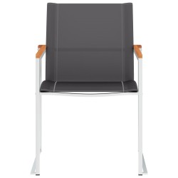 Chaises de jardin lot de 4 Textilène et acier inoxydable Gris 