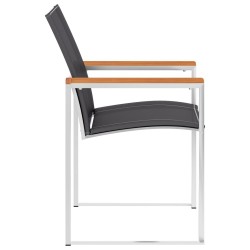 Chaises de jardin lot de 4 Textilène et acier inoxydable Gris 