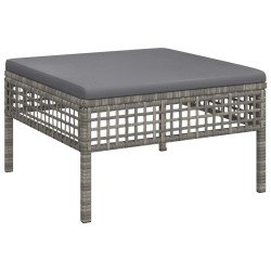 Salon de jardin 5 pcs avec coussins Gris Résine tressée 