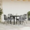 Ensemble à manger jardin coussins 5 pcs gris poly rotin verre 