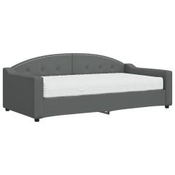 Lit de jour avec matelas gris foncé 90x190 cm tissu 