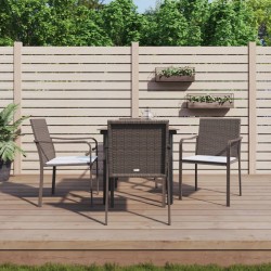 Ensemble à manger de jardin 5 pcs coussins résine tressée acier 