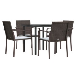 Ensemble à manger de jardin 5 pcs coussins résine tressée acier 