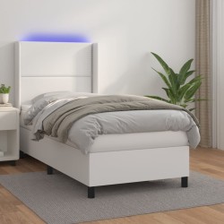 Sommier à lattes de lit matelas LED Blanc 80x200cm Similicuir 