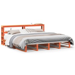 Cadre de lit sans matelas cire marron 180x200cm bois pin massif 