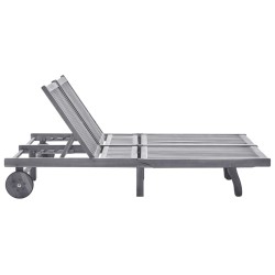Chaise longue de jardin 2 places avec coussin Gris Acacia 