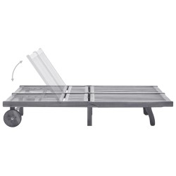 Chaise longue de jardin 2 places avec coussin Gris Acacia 