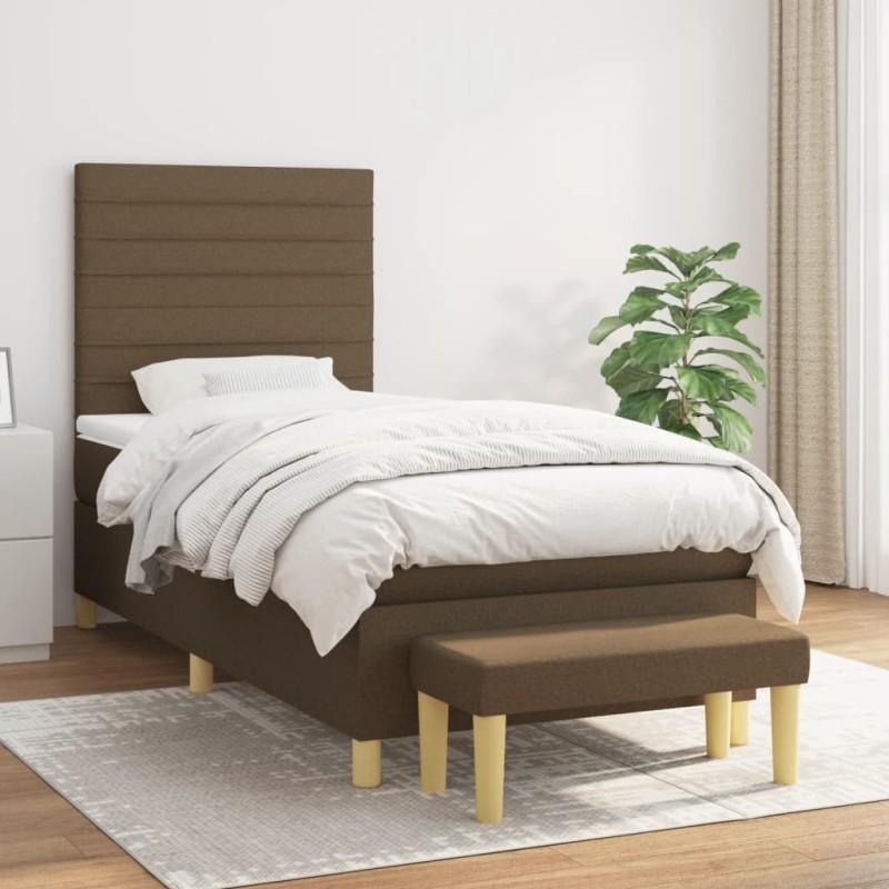 Sommier à lattes de lit avec matelas Marron foncé 80x200 cm 