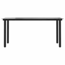 Ensemble à manger de jardin et coussins 5 pcs noir rotin verre 