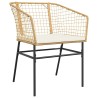 Ensemble à manger jardin coussins 5pcs marron poly rotin verre 
