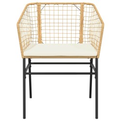 Ensemble à manger jardin coussins 5pcs marron poly rotin verre 