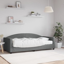 Lit de jour avec matelas gris foncé 90x190 cm tissu 