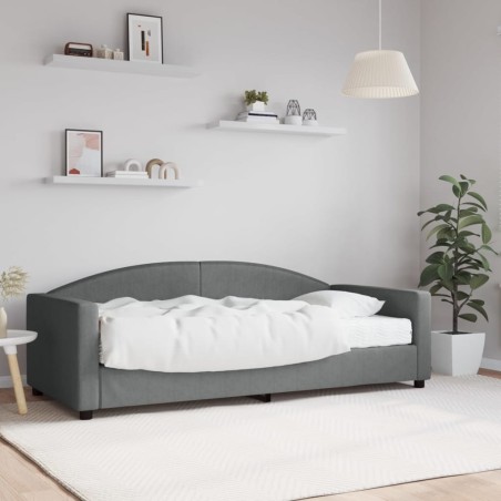 Lit de jour avec matelas gris foncé 90x190 cm tissu 