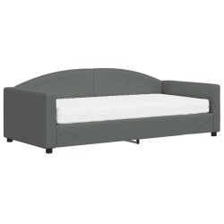 Lit de jour avec matelas gris foncé 90x190 cm tissu 