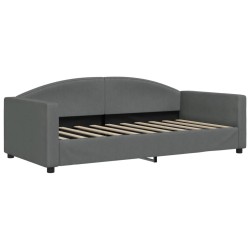 Lit de jour avec matelas gris foncé 90x190 cm tissu 