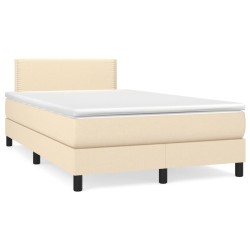 Sommier à lattes de lit avec matelas crème 120x190 cm tissu 