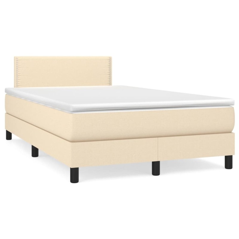 Sommier à lattes de lit avec matelas crème 120x190 cm tissu 