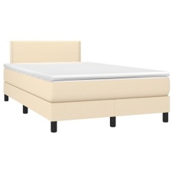 Sommier à lattes de lit avec matelas crème 120x190 cm tissu 
