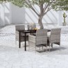 Ensemble à manger de jardin et coussins 5pcs Gris/noir 