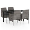 Ensemble à manger de jardin et coussins 5pcs Gris/noir 