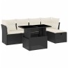 Salon de jardin 6 pcs avec coussins noir résine tressée 