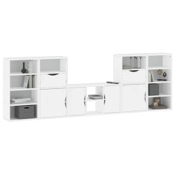 Meubles TV 5 pcs avec rangement ODDA blanc bois de pin massif 