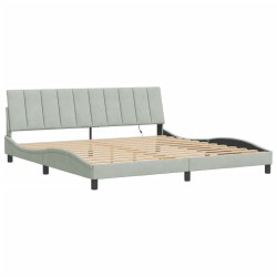 Cadre de lit avec lumières LED gris clair 200x200 cm velours 