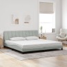 Cadre de lit avec lumières LED gris clair 200x200 cm velours 