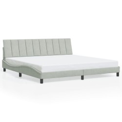 Cadre de lit avec lumières LED gris clair 200x200 cm velours 