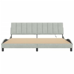 Cadre de lit avec lumières LED gris clair 200x200 cm velours 