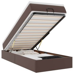 Cadre de lit ottoman avec matelas marron 100x200 cm similicuir 