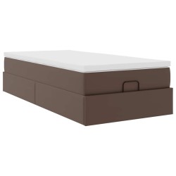 Cadre de lit ottoman avec matelas marron 100x200 cm similicuir 