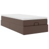 Cadre de lit ottoman avec matelas marron 100x200 cm similicuir 