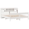 Lit bibliothèque sans matelas blanc 180x200 cm bois pin massif 