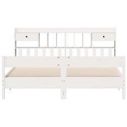 Lit bibliothèque sans matelas blanc 180x200 cm bois pin massif 