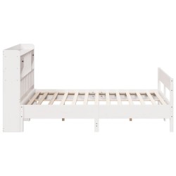 Lit bibliothèque sans matelas blanc 180x200 cm bois pin massif 