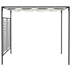 Belvédère avec auvent rétractable 3x4x2,3 m Crème 180 g/m² 
