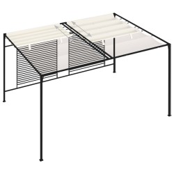 Belvédère avec auvent rétractable 3x4x2,3 m Crème 180 g/m² 