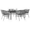 Ensemble à manger jardin coussins 5 pcs gris poly rotin verre 