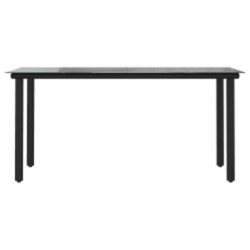 Ensemble à manger jardin coussins 5 pcs gris poly rotin verre 