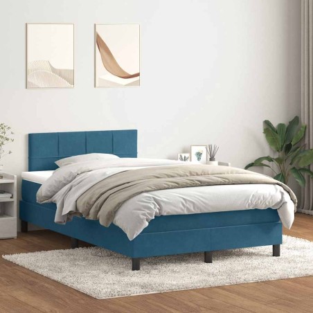 Sommier à lattes de lit et matelas bleu foncé 120x220cm velours 