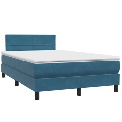 Sommier à lattes de lit et matelas bleu foncé 120x220cm velours 