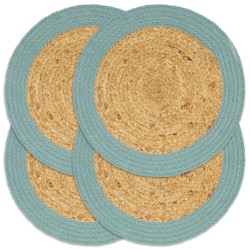Napperons 4 pcs Naturel et vert 38 cm Jute et coton 