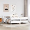 Cadre de lit sans matelas blanc 200x200 cm bois massif de pin 