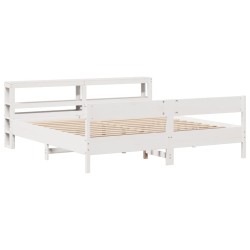 Cadre de lit sans matelas blanc 200x200 cm bois massif de pin 